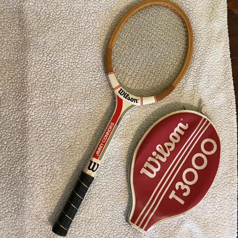 Vintage Wilson Jimmy Connors Sentry Wood Tennis Racquet with T3000 Cover 4 3/8 - Picture 6 of 12